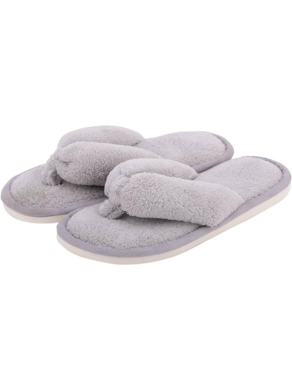 Women's Grey Indoor Memory Foam Soft Faux Fur Nonslip Open Toe Fit Slipper Shoes